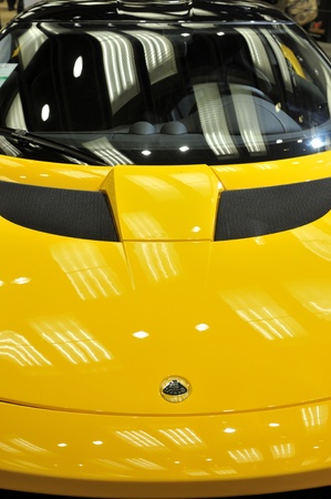 TORONTO-FEBRUARY 22: Close up of the Bonnet of a Lotus Elise during the 40th International Auto Show on February 22, 2013 in Toronto, Canada.のeditorial素材