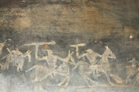 A prehistoric cave painting in Bhimbetka -India の写真素材