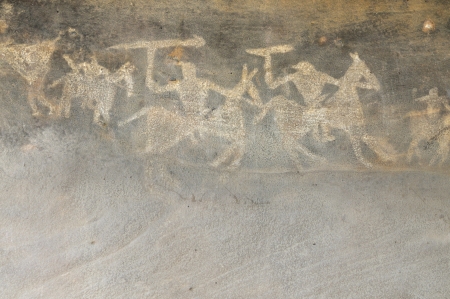 A prehistoric cave painting in Bhimbetka -India の写真素材