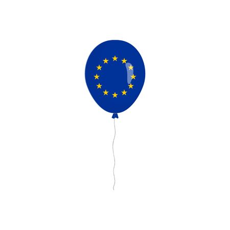 European Union flag illustrated as a balloon. Vector illustration in flat cartoon styleのイラスト素材