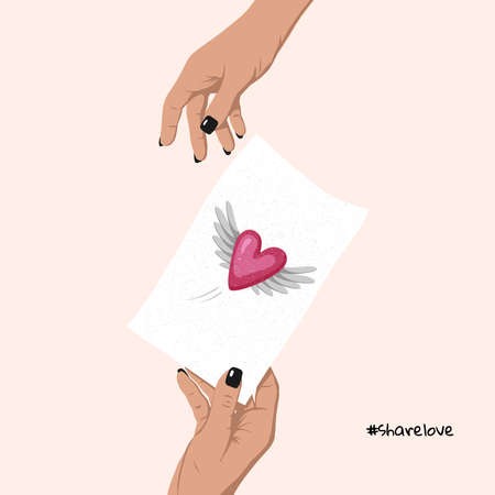 hands holding heartのイラスト素材