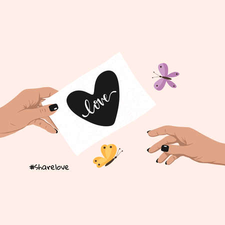 hands holding heartのイラスト素材