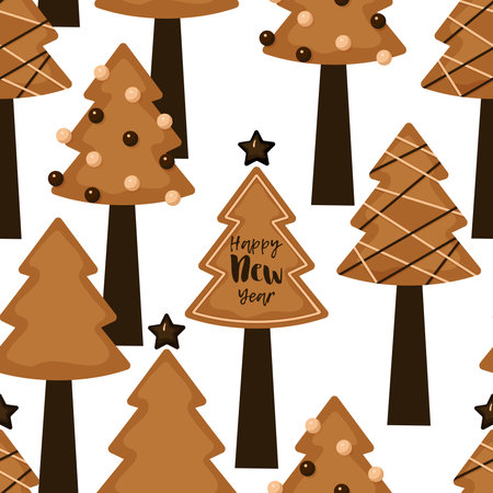 A Christmas seamless pattern with gingerbread cookiesのイラスト素材