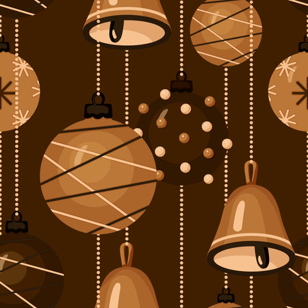 A Christmas seamless pattern with Christmas baublesのイラスト素材