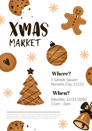 Christmas cookies greeting card, poster, party invitationの写真素材