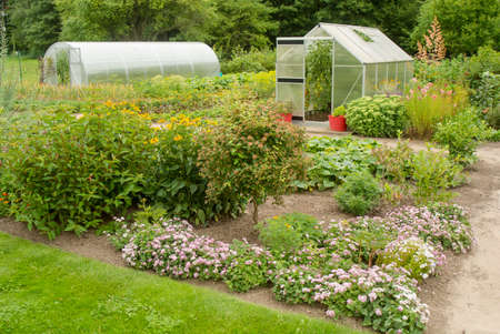 Garden with greenhousesの写真素材