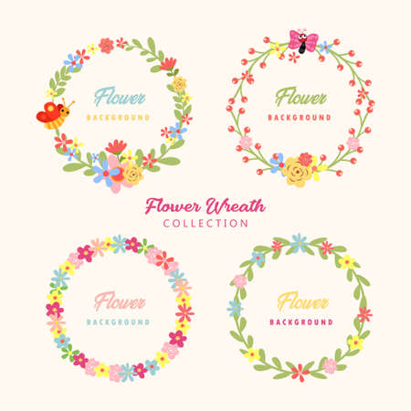 Flower Wreaths Collectionのイラスト素材