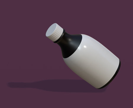 Bottle of detergent on a purple background. 3d renderingの写真素材