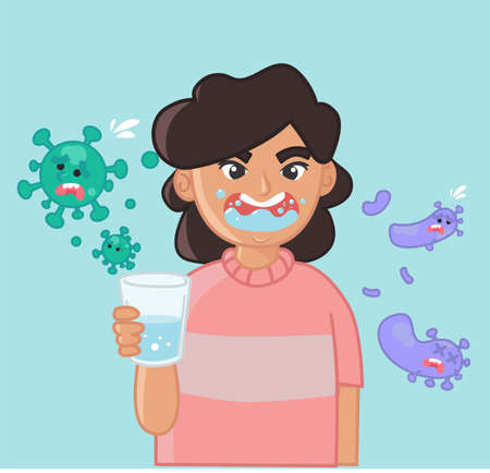 Cute gargle illustration / flat design and cartoonのイラスト素材