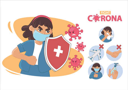 Fight coronavirus / covid-19 bundle design. Perfect for posters, social media etc.のイラスト素材