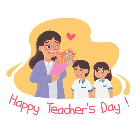 Illustration vector graphic of teacher's day. Perfect for greeting card, banner, social media, posters etc.のイラスト素材