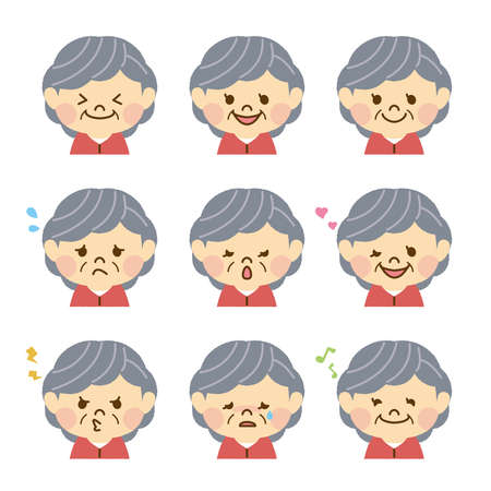 Girl face expression isolated with white background.のイラスト素材