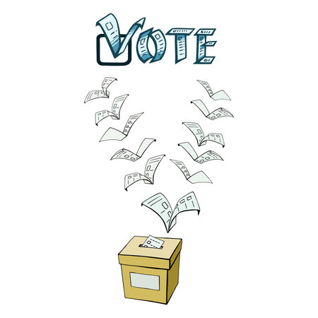 hand drawn, vector, sketch, illustration of vote or votingのイラスト素材