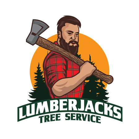 Lumberjack vector logo company in silhouette style, perfect for woodworks company logoのイラスト素材