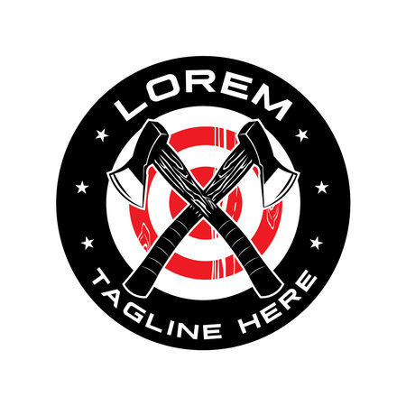 Throw Axe in wood target, good for axe club logo designのイラスト素材