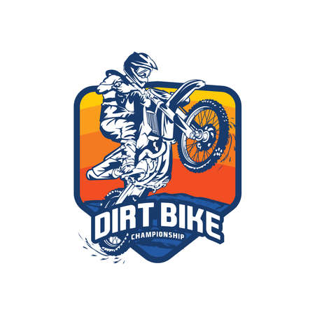Dirt bike extreme sport vector illustration in retro style, perfect for tshirt design and competition logoのイラスト素材