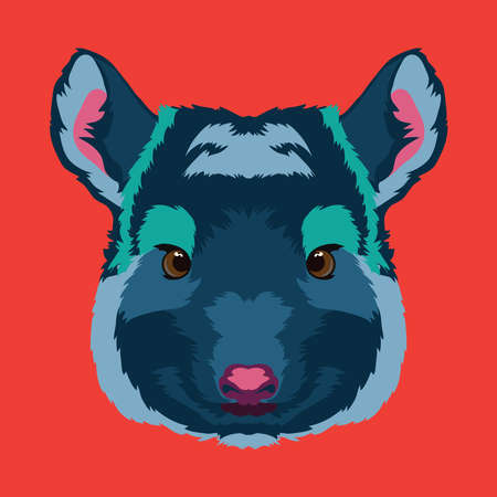 Chincila  face vector illustration in decorative style, perfect for tshirt design and mascot logoのイラスト素材