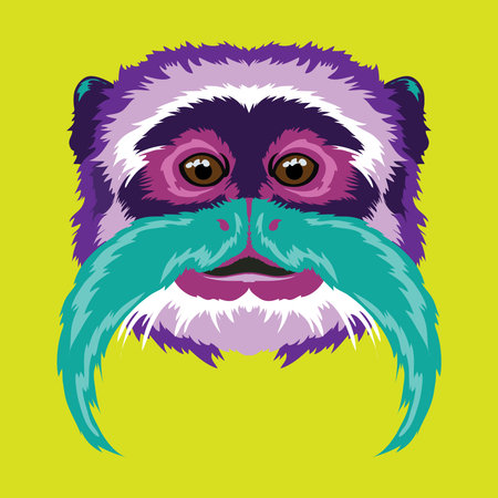 Cute and colorful Monkey face vector illustration in decorative style, perfect for tshirt design and...