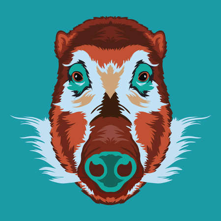 Red river hog face vector illustration in decorative style, perfect for tshirt design and mascot logoのイラスト素材