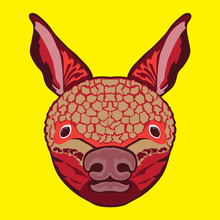 Armadillo face vector iilustration in decorative style, perfect for tshirt and mascot designのイラスト素材