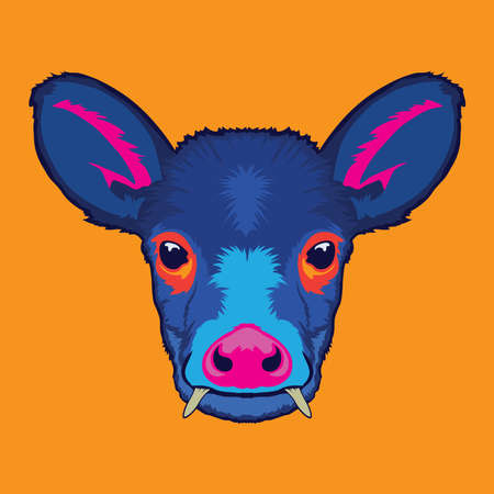 Tufted deer face vector illustration in decorative style, perfect for tshirt style and mascot logoのイラスト素材