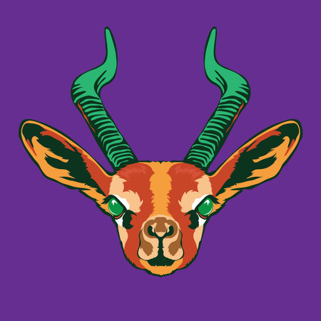 Waller gazelle face vector illustration in decorative style, perfect for tshirt style and mascot logoのイラスト素材