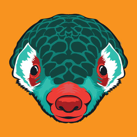 Pangolin face vector illustration in decorative style, perfect for tshirt style and mascot logoのイラスト素材