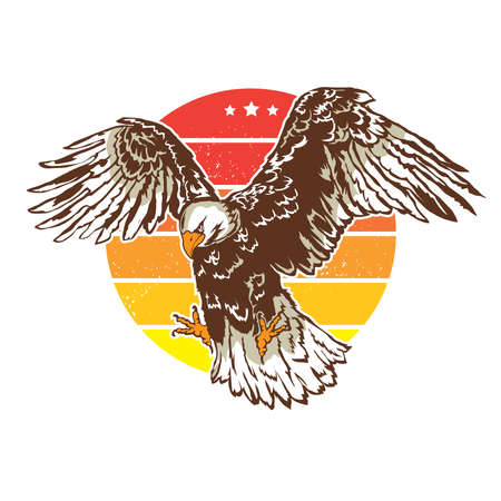Eagle vector illustration design in retro colors style, perfect for tshirt designのイラスト素材