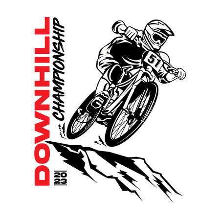 Extreme Downhill mountain bike sport vector illustration, perfect for champion ship event logo and t shirt designのイラスト素材