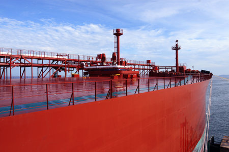 the big chemistry ship on loading berthの写真素材