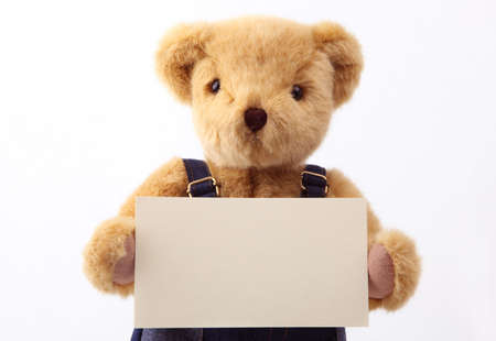 teddy bear and blank cardの写真素材