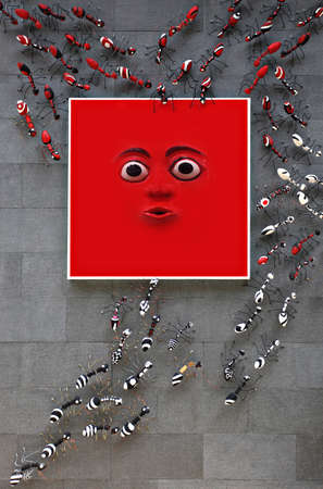 ants colony made of wood and aluminumの写真素材