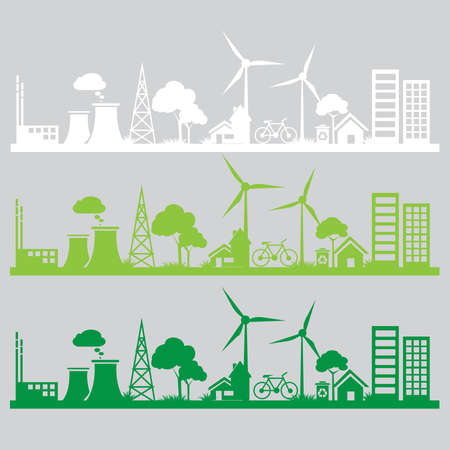 vector city renewableのイラスト素材