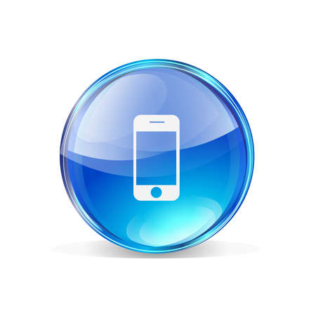 Vector Icon phone bubble circle blueのイラスト素材