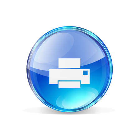 Vector Icon printer bubble circle blueのイラスト素材