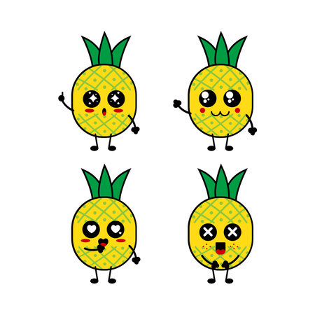 illustration vector graphic of cute smilling pineappleのイラスト素材