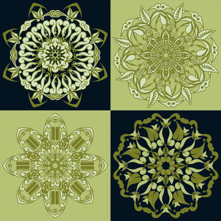 set mandala elegant ornament