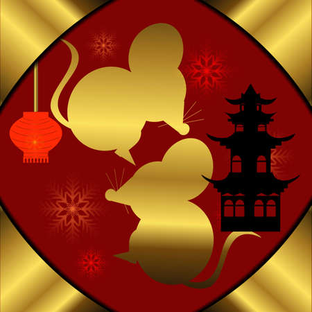 chinese decorative background for new year greeting cardのイラスト素材
