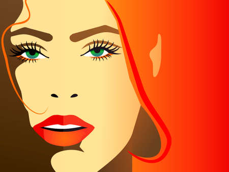 The girl with red hair and green eyesのイラスト素材