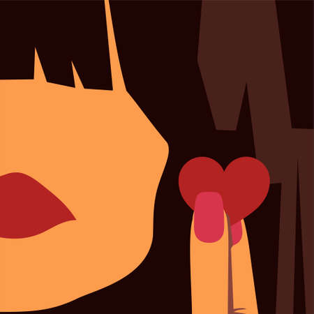 The girl and the heartのイラスト素材