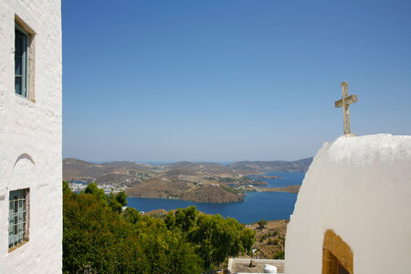cave of revelation in patmos island greeceの写真素材