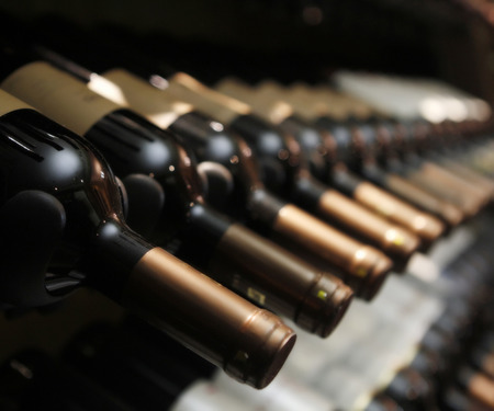 bottles of wine in row
