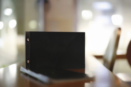 Menu catalog in cafe vintage style leather Boundの写真素材