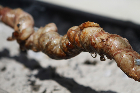 Traditional greek meat food on the grillの写真素材