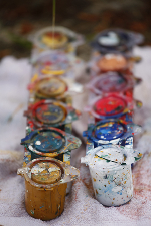 Used Paint pot samples for artistsの写真素材