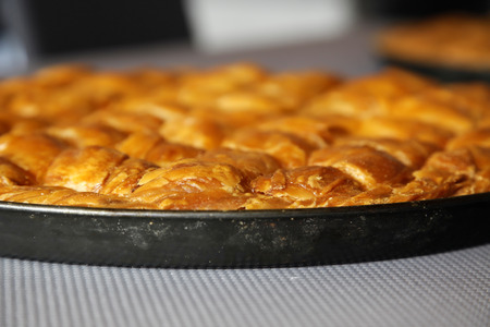 Traditional greek Cheese pie zoom in
