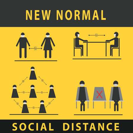 NEW NORMAL SOCIAL DISTANCE PROTOCOLのイラスト素材