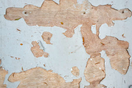 White wood plank as background. Grunge texture wallpaper. Peeling paint on an old wooden floor. Space for text in template. Empty concept.の写真素材