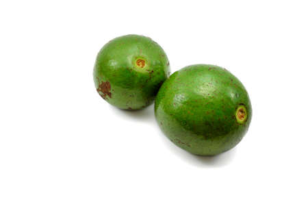 Top view of fresh avocado isolated on white background
