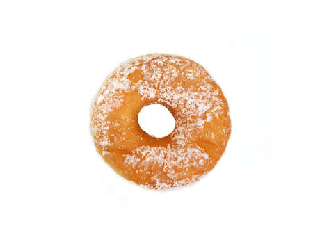Top view of sweet donut isolated on white backgroundの写真素材